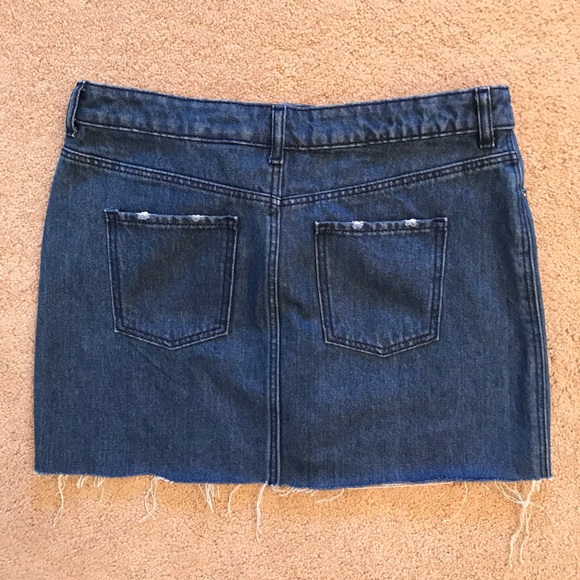 H&M Divided Denim Mini Skirt Cut Off Distressed - Picture 3 of 10